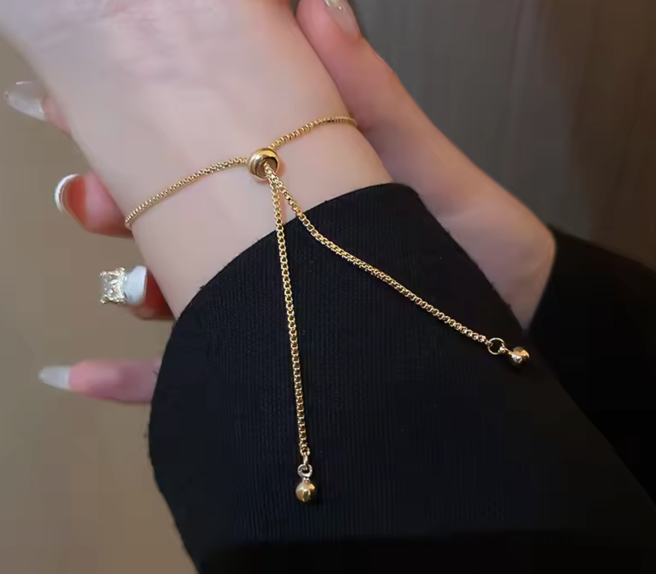 Zircon Opal Clover Adjustable Gold Bracelet
