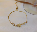 Zircon Opal Clover Adjustable Gold Bracelet
