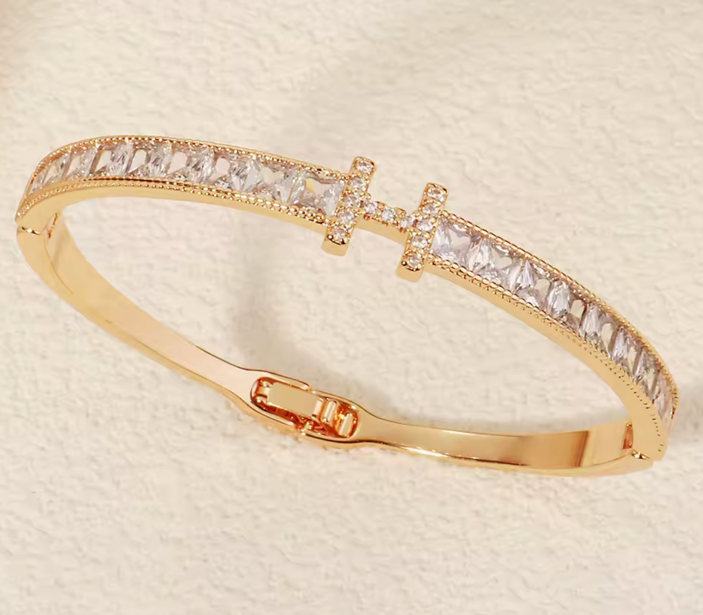 Luxury H-Letter Gold Zircon Bracelet for Women
