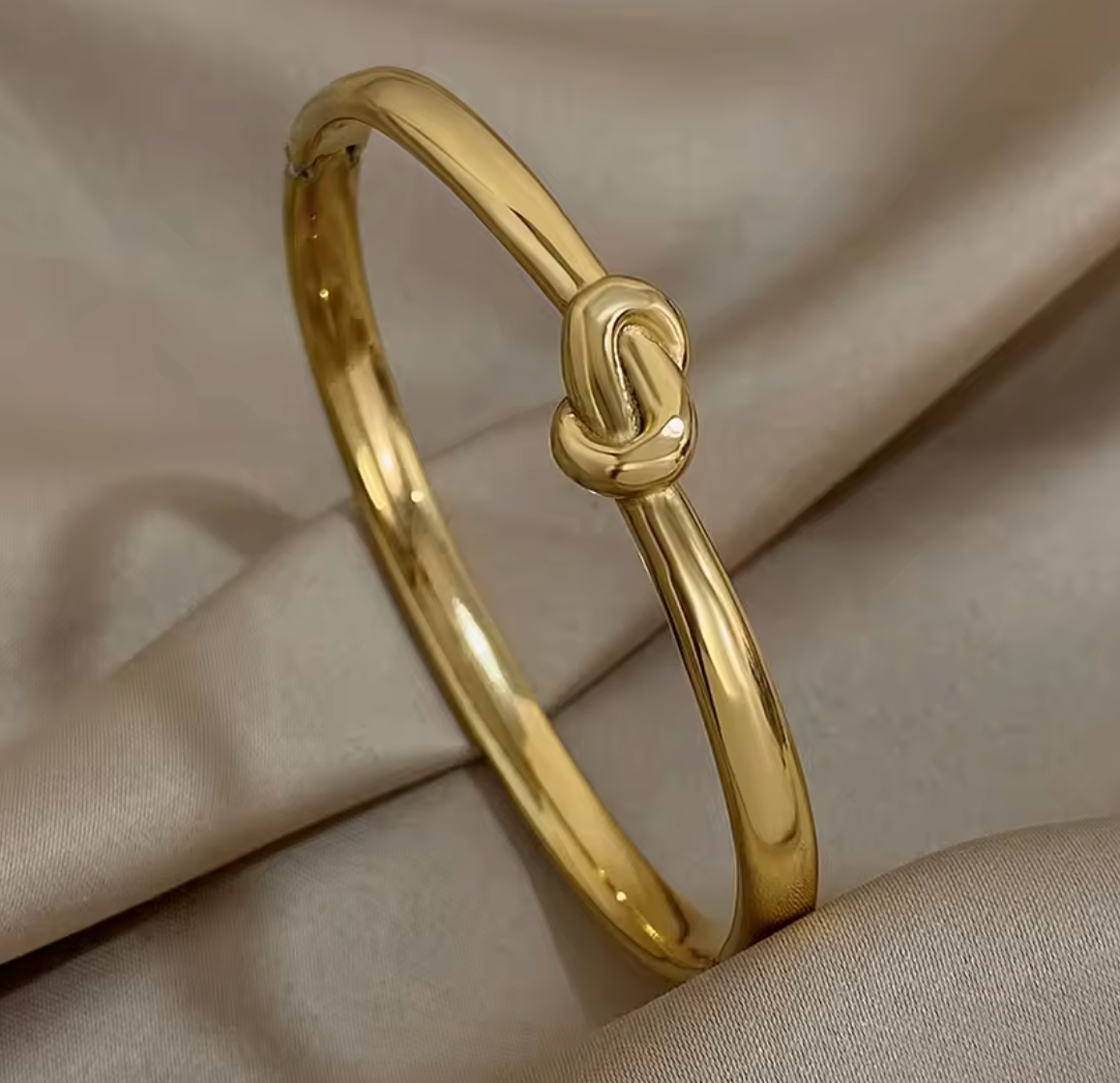 Stainless Steel Knotted Gold Cuff Bangle Bracelet