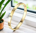 Zircon Inlaid Stainless Steel Bracelet & Bangle