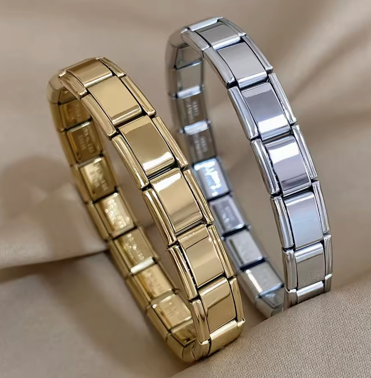 Vintage Gold Square Stainless Steel Elastic Bangle