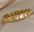Vintage Gold Square Stainless Steel Elastic Bangle