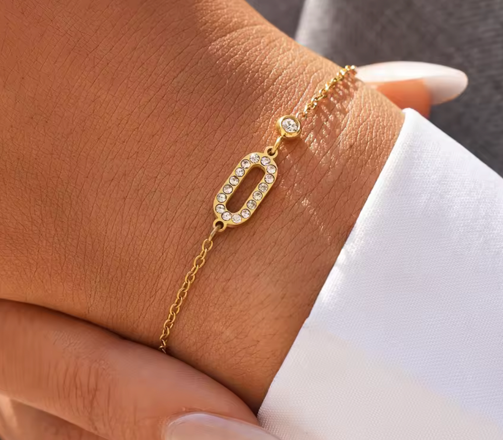 18K Gold Plated Zircon Stainless Steel Bracelet