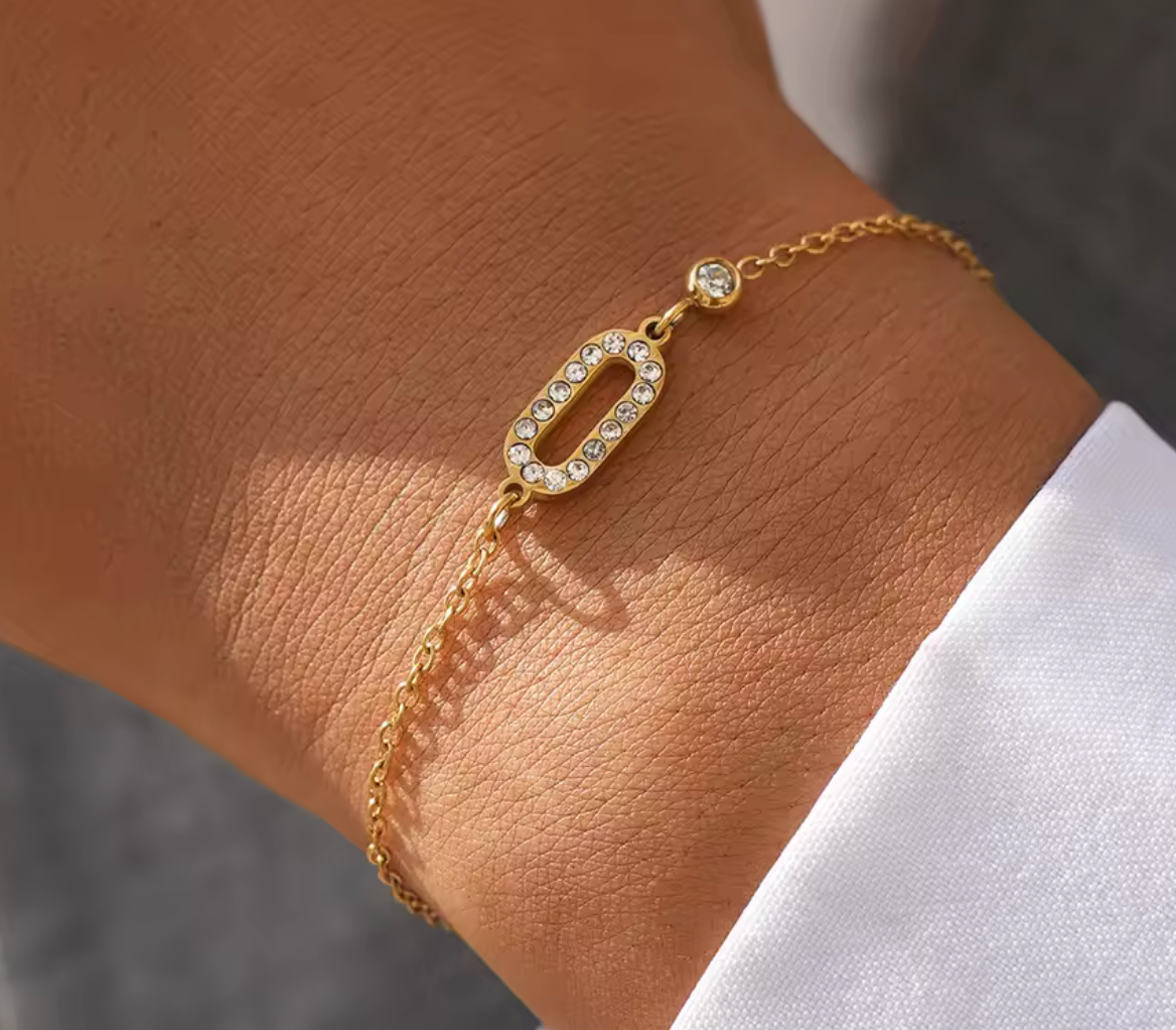 18K Gold Plated Zircon Stainless Steel Bracelet