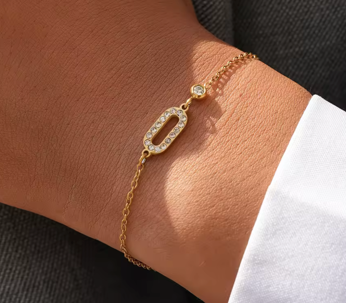 18K Gold Plated Zircon Stainless Steel Bracelet