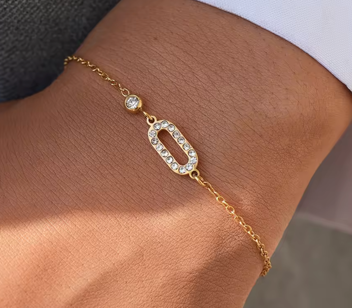 18K Gold Plated Zircon Stainless Steel Bracelet