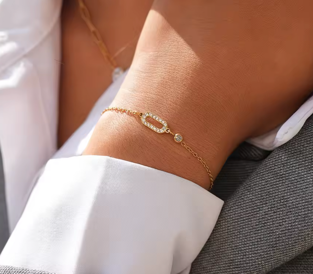 18K Gold Plated Zircon Stainless Steel Bracelet