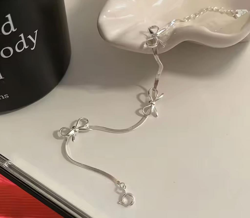 925 Sterling Silver Bow Snake Chain Bracelet