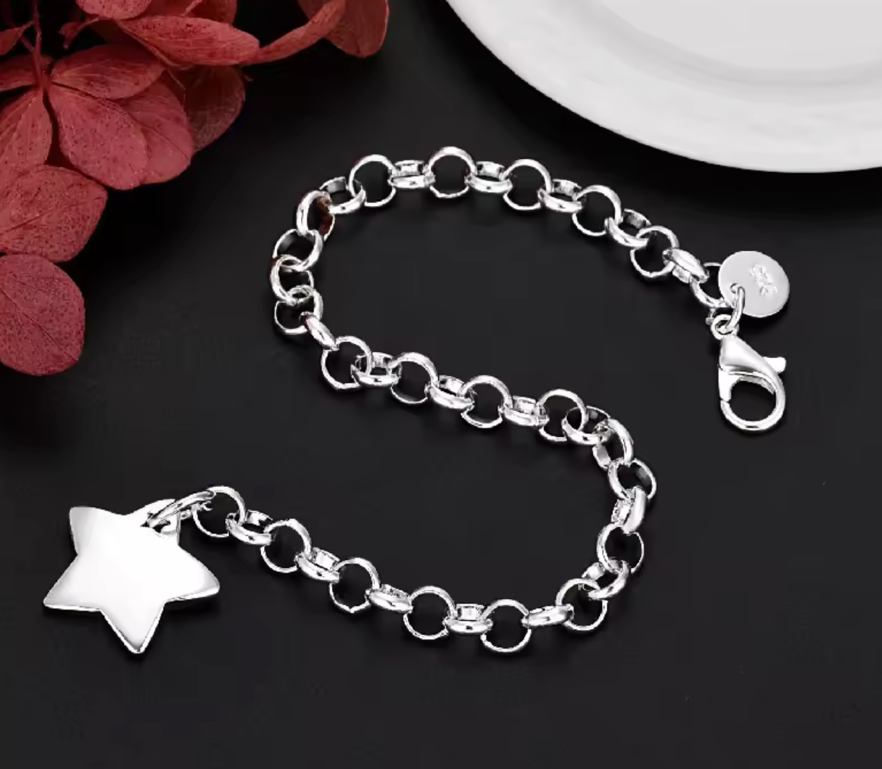 925 Sterling Silver Star Charm Bracelet