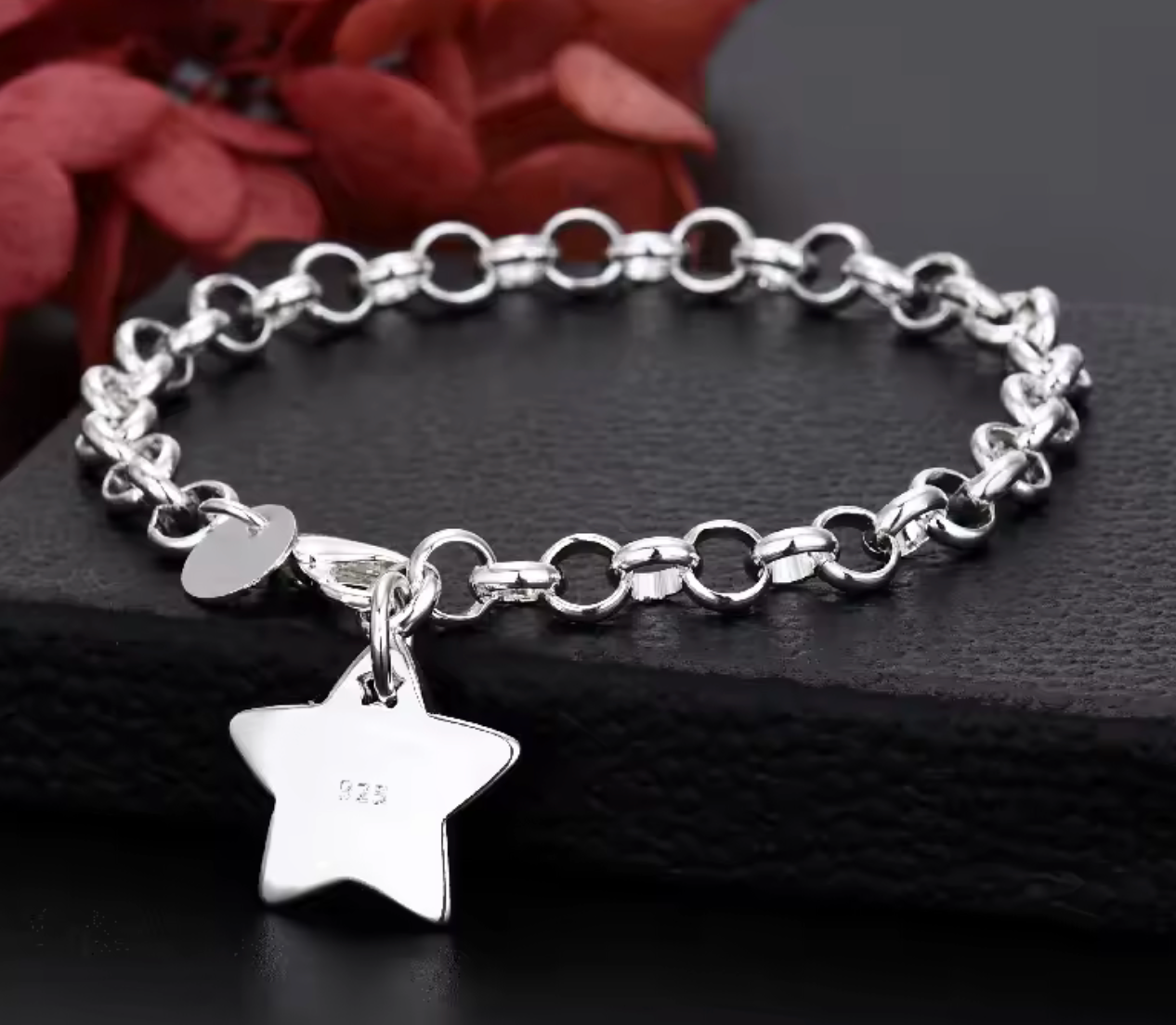 925 Sterling Silver Star Charm Bracelet